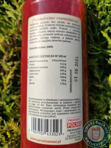 Mus Malinowy przecier nie słodzony 500ml - PROSTO ZE WSI