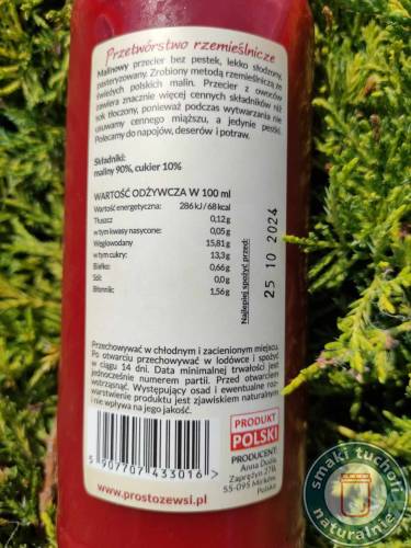 Mus Malinowy przecier słodzony 500ml - PROSTO ZE WSI