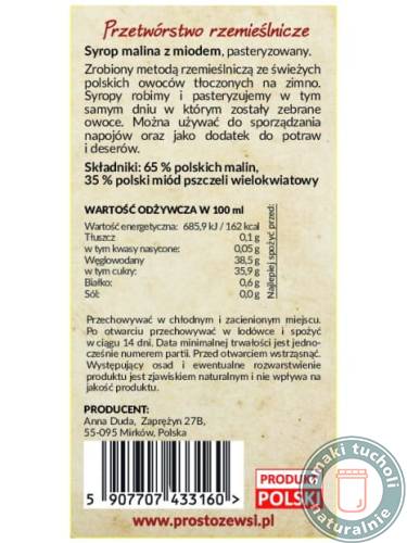 syrop malina z miodem