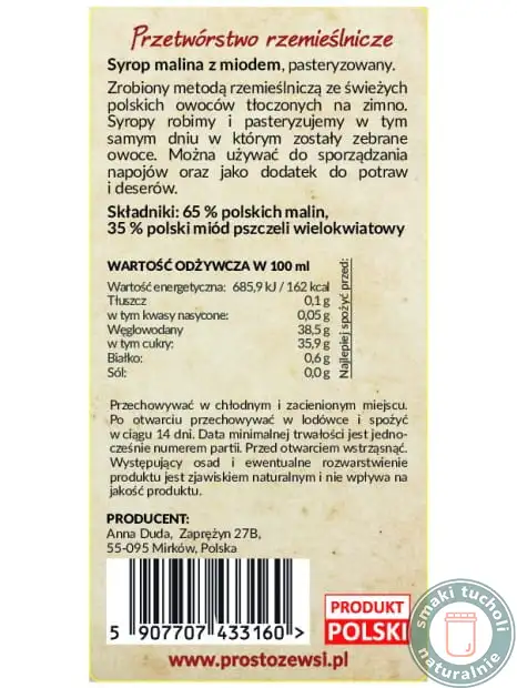 syrop malina z miodem