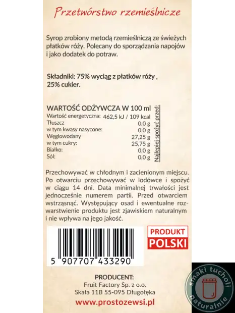 Syrop z płatków Róży 500ml